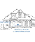 Diagram showing placement of 24-inch tall fixtures on a house porch, emphasizing exterior sconce positioning for optimal lighting.
