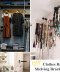 Heavy Duty Cast Iron Wall Mounted Clothes Rack Set Industrial Pipe Garment Racks for Wardrobe Organization with necklaces and hangers