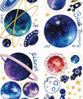 Two Pack Blue Cosmic Galaxy Wall Decals 3D Milky Way Planet Stickers For Living Room Or Kids Room Decor, Large 24x36 Inch Sheets