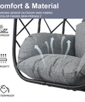 Close-up of thick cushion on Cozy Hanging Egg Chair With Stand For Indoor Outdoor Use Wicker Rattan Swing Hammock