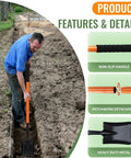 Handy Small Garden Shovel For Digging And Planting With 43 Inch Metal Handle Square Trench Spade and features overview