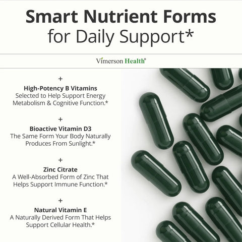 Women’s Daily Multivitamin For Energy, Focus, And Immunity With CoQ10 And Panax Ginseng, Premium Multimineral Formula capsules on display