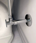 Chrome PEX stub-out cover and wall mounted support, extending 2-3/4 inches from wall, neat finish for exposed pipes