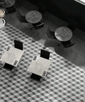 Hexagonal tiled floor with Gray Hex Porcelain Tile 8.63 Inch By 9.88 Inch Glazed Slightly Textured Low Sheen For Floor And Wall.