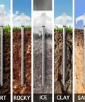 12 Pack 8 Inch Heavy Duty Screw In Tent Stakes Glow In The Dark Ground Anchors in various soil types demonstration