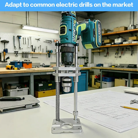 300mm Stroke Drill Press Stand With 6061 Aluminum Alloy Vertical Drill Guide in workshop setting