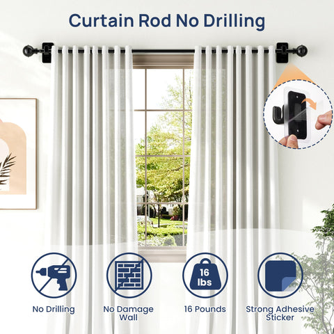 No Drill Curtain Rod For Windows 27 To 52 Inches Adjustable With Five Eighth Inch Diameter Renters Favorite Drapery Rod