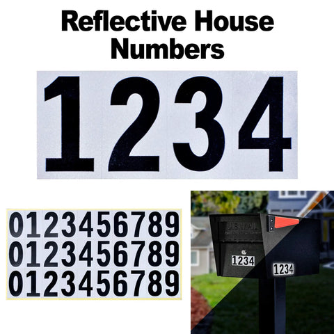 Reflective house numbers on Heavy Duty Curbside Locking Mailbox With House Numbers, Pull Out Mail Tray, Mounting Plate, And USPS Approved Security For Residential Use Black Powder Coated Steel Built To Beat Thieves With Beefed Up Vandal Resistant Design