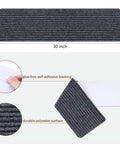 15 Piece Indoor Stair Treads For Wooden Steps Non Slip Carpet Runner Mats With Gray Stripe Pattern detailed view size 30x8 inches