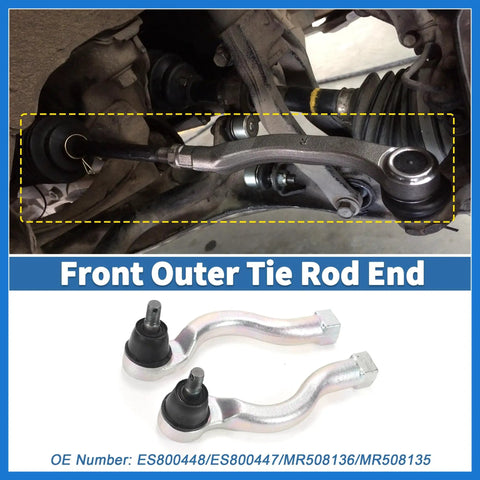 Front Outer Tie Rod End Links Kit For Mitsubishi Montero 2001 2002 2003 2004 2005 2006 Upgrade Suspension And Steering Drag Link Replacement Durable OE Fitment ES800448 ES800447 MR508136 MR508135, installed on front suspension