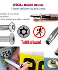 Anti Theft Stainless Steel License Plate Screws Set For Cars And Trucks Tamper Resistant Security Machine Screws Quarter Inch M6 Bolts 8 Pack shown with tamper-resistant design and installation example