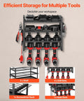 Power Tool Organizer Wall Mount Four Tier Storage Rack With Four Drill Holders And Screwdriver Holder for workshop.