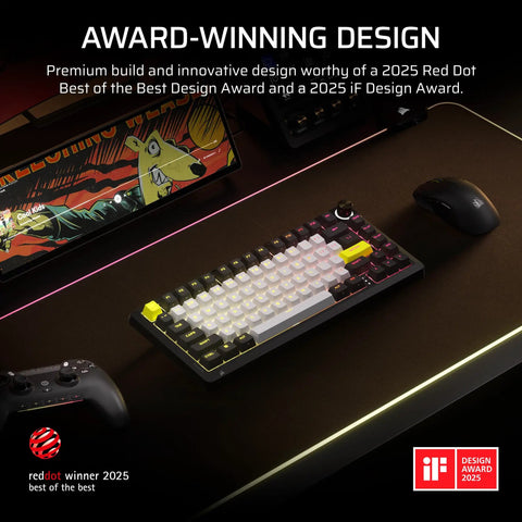 Next Level Magnetic Mechanical Gaming Keyboard Features An All Aluminum Frame And Compact 75 Layout With Butter Smooth Adjustable Switches And Killer Rgb Lights on a gaming setup.