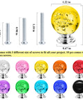 Colorful Glass Cabinet Knobs 30mm Round Bubble Design, 10 Pack Drawer Pulls With Three Screw Sizes For Cabinets, Drawers, Dressers, And Home Makeovers, Smooth Modern Hardware, yellow glass knob with 3 screw sizes