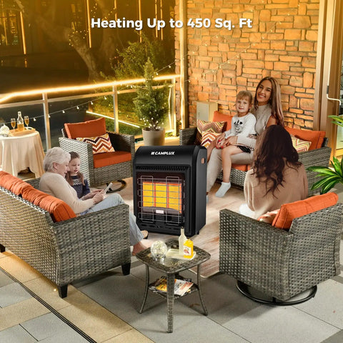 Outdoor Propane Patio Heater With 3 Heat Settings, 6,000 12,000 18,000 BTU, ODS And Tip-Over Protection on patio