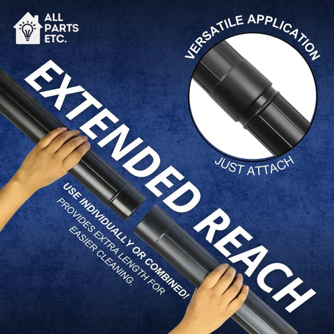 2.5 Inch Vacuum Extension Wands 19 Inch Long 2 Pack For Shop Vac Rigid Vacmaster Workshop And More Compatible With 2.5 Inch Attachments And Accessories Handy Reach For Tight Corners Crevices And Under Furniture In Home Garage And Workshop shown assembled with hands adjusting wand.