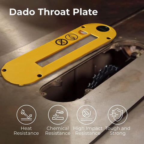 Heavy Duty Dado Throat Plate For DeWalt 10 Inch Table Saw Snug Fit With Four Adjustment Screws Impact Resistant PC PBT Blend