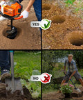 Comparison showing Post Hole Digger Auger Bit With 2 Inch Diameter And 31.5 Inch Length for fence posts vs manual digging