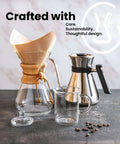 Ottomatic Auto Pour Over Coffee Maker Set With 40 Ounce Capacity, 6 Cup Glass Coffeemaker, carafe and pot on table