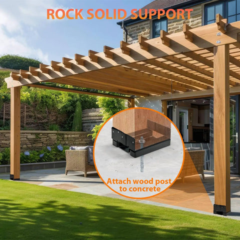 Tough As Nails 6x6 Post Base For Concrete And 5.5x5.5 Wood Posts Adjustable Black Coated Anchor With 1 Inch Standoff Includes Screws For Deck Patio Gazebo Porch