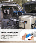 Boss Grade Locking Heavy Duty Drawer Slides Built Tough For Zero Hassle Setup Supporting Two Hundred Fifty Pound Load With Full Extension Glide in SUV.