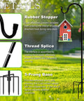 Shepherds Hooks For Outdoor 42 Inch Garden Bird Feeder Pole with Five Prongs Base Adjustable for Hanging with rubber stopper