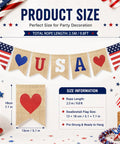 All American Patriotic Burlap Banner Garland For 4th Of July Decor Pre Strung Red White And Blue Flags 5x7 Inch Each With 8.2 Feet Rope Easy To Hang Independence Day Party Supplies.