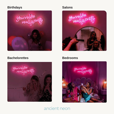 Pink Led Neon Sign Youre Like Really Pretty With Safe Acrylic Backing Large Wall Decor For Mean Girls Fans Teens And Women