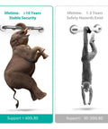 Illustration comparing rust-proof 12 Inch Shower Grab Bars For Bathroom Safety with monkey and elephant for strength demonstration.