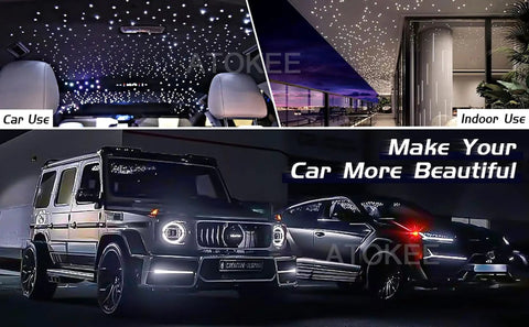 Compact 16W Twinkle Starlight Headliner Kit With 400 Fiber Optic Strands 0.03 Inch 9.8 Feet Car Roof Star Lights installed in vehicles