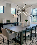 Dope Modern LED Ceiling Light Dimmable Black Chandelier With Twelve Heads Sputnik Pendant in dining room