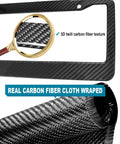 Legit Real Carbon Fiber License Plate Frame With Glossy 3D Twill Finish For Cars And Trucks, showcasing detailed 3D carbon fiber texture.