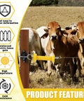 Two Sets Electric Fence Gate Handle Kit With Anchors And Insulators Including Two Yellow Handles With Spring, cows in background