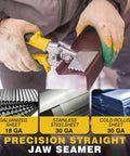 Sheet Metal Bender And Crimper Kit for Pros and DIYers in use with precision straight jaw seamer on metal sheet