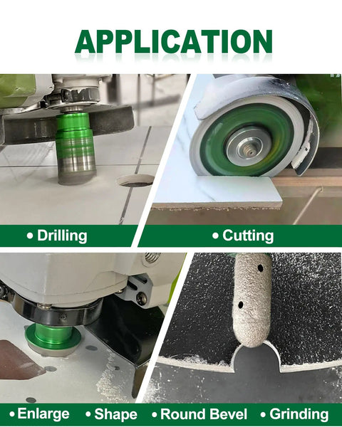 Tile Hole Saw Kit Set With Diamond Core Drill Bits, 14 Piece Pro Grade Tool Set demonstrating drilling and cutting applications