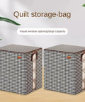 Heavy Duty 180L Collapsible Storage Bag Lowkey Spacious Design for organizing quilts with a stylish houndstooth pattern.