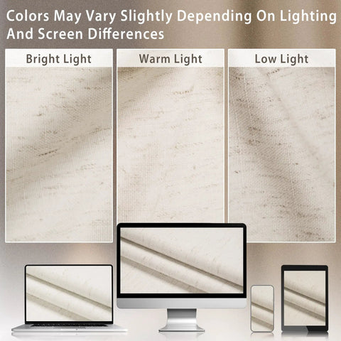 Linen Blackout Curtains 84 Inch Long 100 Percent Light Blocking Thermal Insulated Drapes With Rod Pocket And Back Tab fabric color variations.