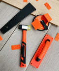 Pro Grade Laminate Floor Installation Kit with Tapping Block and Handle, Pull Bar, Rubber Mallet, Floor Spacers visible.