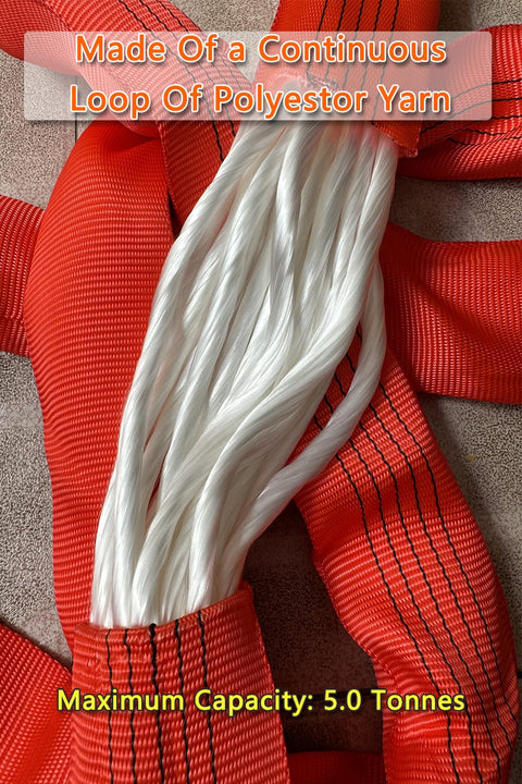 Round Sling 11020 Lbs 6.5 Ft Polyester Rigging Sling for Hoist built tough with polyester yarn and 5 tonnes capacity