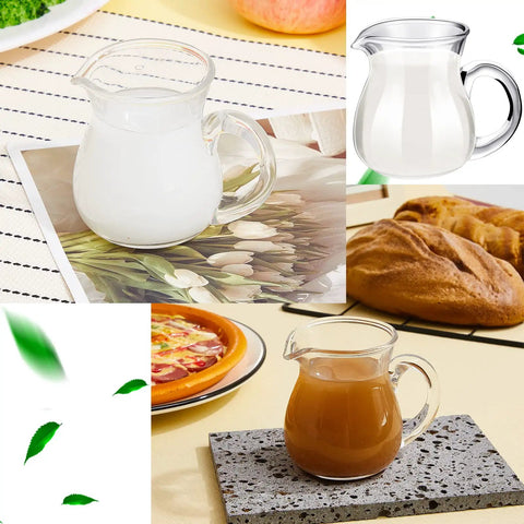 8 Pack 4 Oz Glass Creamer Pitchers Set Clear Milk Pourers For Coffee Tea Syrups Mini Glass Pitchers With Easy Grip Handles