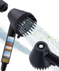 Magnetic Docking Handheld Shower Head With High Pressure Power Wash Mode Chlorine Removal Massage Brush Pressure Adjustable One Touch Pause Matte Black