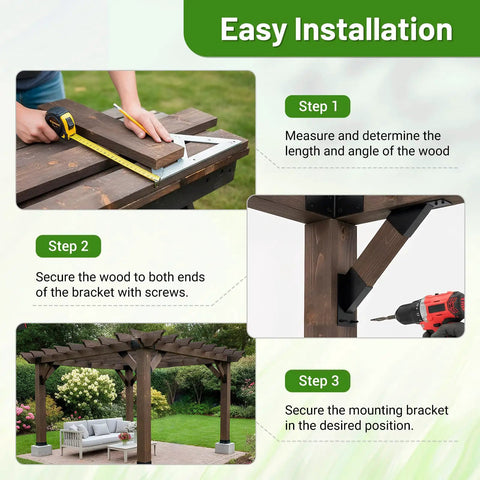 Beefy 45 Degree Pergola Brackets Heavy Duty Angle Supports For 2x4 Wood Posts Fit Gazebos Garages Patios Cabins 4 Pack Durable Metal Brackets With Easy Install For Tough Outdoor Structures