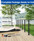 No Hassle Black Cable Railing Kit 28 To 32 Feet Surface Mount 36 Inch Deck Rail System complete set displayed on deck.