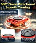 360 degree swivel pad for Heavy Duty 4PCS Machine Skates For Big Rig Moves, designed for easy steering in narrow aisles.