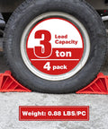 Heavy Duty Rubber Wheel Chocks Set Of 4 For Travel Trailers RV Campers And Trucks, Lightweight Yet Sturdy And Tough As Nails, TPR Material Holds Up To 3 Tons Capacity 6500 Lb, Red