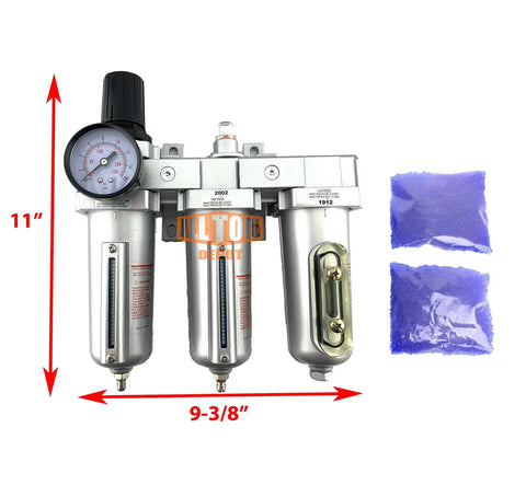 Heavy Duty Three Quarters Inch NPT Industrial Grade Filter Regulator Coalescing Desiccant Dryer System for Compressed Air Lines
