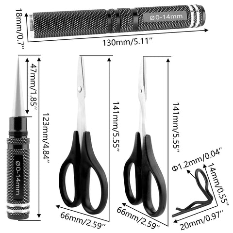 RC Body Reamer Set With Hole Puncher Sleeve Curved And Straight Scissors 8 Body Clips for Polycarbonate RC Shell