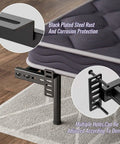 Adjustable Headboard Brackets Metal Bed Frame Wall Mounts With Footboard Extension Kit Fits Twin Full Queen King Bed showing adjustable black steel design.