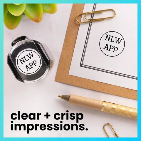 Self Inking Inspection Stamp Dual Line Layout For Swift Quality Control Checks shown with clear imprint on paper.