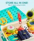 Open Space Circuit Lab Kit For Kids with components, showing storage and colorful electronic parts in an educational science kit.